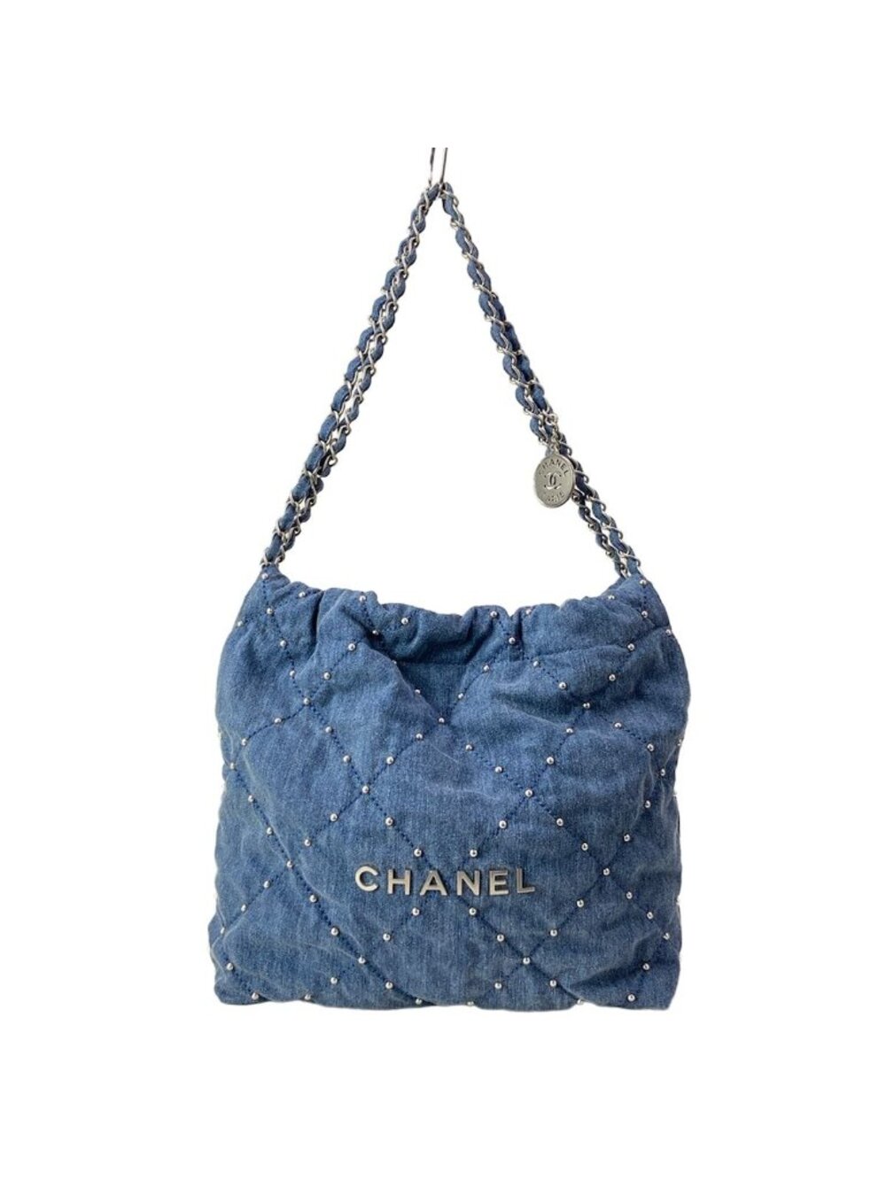 Chanel Shoulder Bag 22 Small Blue Silver